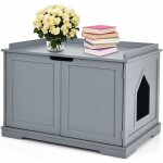 Costway niche pour chats pour int�rieur, maison pour chats avec chati�re, 2 compartiments, 1 panneau ...