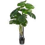 Costway - palmier artificiel monstera deliciosa 120cm avec 20 feuilles, fausse plante avec pot en ciment ...