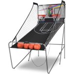 Costway ? panier de basket pliable double avec 4 ballons ? structure en m�tal solide ? affichage �lectronique ...