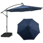 Costway parasol d�port� 3 x 3 m, grand parasol de jardin ext�rieur lumineux solaire avec 2 sacs de sable, ...