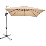 Parasol dport carr 3m avec base en croix poteau en aluminium rotatif  360 manivelle inclinable 8 ...