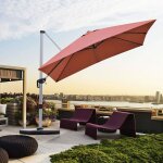 Parasol dport 3x3m, parasol de jardin carr avec base en croix, parasol inclinable avec 5 angles et ...