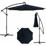 Parasol dport inclinable 3m, 112 lumires led, panneau solaire, base croise manivelle, verrou de scurit, ...