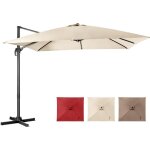 Costway parasol d�port� inclinable 3x3m avec base crois�e rotatif � 360�, manivelle, 8 baleines, event ...