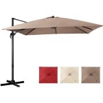 Costway parasol d�port� inclinable 3x3m avec base crois�e rotatif � 360�, manivelle, 8 baleines, event ...