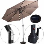 Costway - parasol de jardin dia 300 cm / parasol d�port� et inclinable de jardin avec 24 led marron