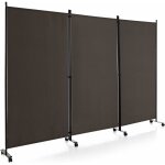 Costway - paravent int�rieur � 3 panneaux pliable d�tachables 262x180cm, cloison de s�paration � 8 roulettes ...