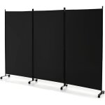 Costway - paravent intrieur  3 panneaux pliable dtachables 262x180cm, cloison de sparation  8 roulettes ...