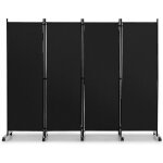 Costway - paravent intrieur  roulette 4 panneaux pliable, brise - vue, cloison de sparation pice ...