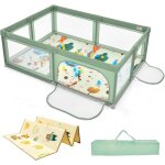 Costway - parc bb en tissu avec tapis antidrapant, centre d'activit enfants avec maille respirante, ...