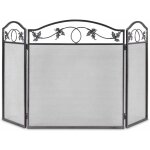 Costway - pare - feu en cadre mtallique, ecran de chemine pliable  3 panneaux, clture de chemine ...