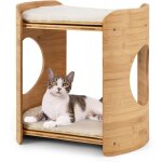 Costway petite tour pour chat 2 niveaux, petit arbre � chat, cadre en bambou, coussins en peluche amovibles, ...