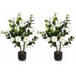 Costway - plante artificielle à fausses fleurs de 95 cm, fausse plante camélia artificiel dans un pot ... Costway - plante artificielle à fausses fleurs de 95 cm, fausse plante camélia artificiel dans un pot ...