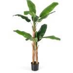 Costway plante artificielle tiges doubles, fausse plante de bananier avec 10 grandes feuilles plante ...