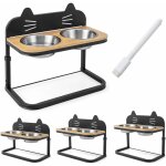 Costway porte - gamelle pour chat en mtal, support - bol surlev  3 hauteurs rglables, support - ...
