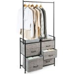 Porte - manteaux avec 5 tiroirs en tissu dressing avec cadre en métal pour chambre 85 x 29 x 167 cm gris ... Porte - manteaux avec 5 tiroirs en tissu dressing avec cadre en métal pour chambre 85 x 29 x 167 cm gris ...