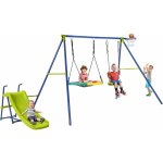 Costway - portique de balanoire 4 en 1 avec toboggan & panier de basket, balanoire nid d'oiseau 82 ...