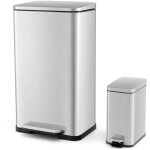 Costway - poubelle cuisine en acier inox 40l + 6l, poubelles  pdale amortisseur, seaux dtachables, ...