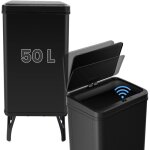 Costway - poubelle cuisine automatique 50l en acier inox avec cerclage, poubelle sur pieds dtachables, ...