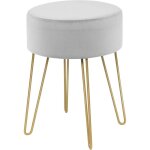 Costway ? pouf tabouret repose - pieds en velours gris ? si�ge de coiffeuse rembourr� ? pieds m�talliques ...