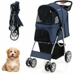 Poussette pour chien pliable  4 roues charge 15kg, chariot pour chat portable avec panier de rangement ...