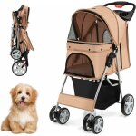 Poussette pour chien pliable  4 roues charge 15kg, chariot pour chat portable avec panier de rangement ...