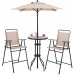 Costway salon de jardin pour patio cadre mtallique avec table basse en verre tremp, ensemble de 2 chaises ...