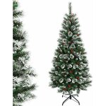Sapin de nol artificiel 150cm avec flocons de neige avec baies rouges dense, base en mtal 100% pvc ...