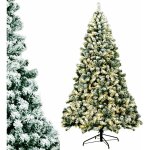 Costway sapin de no�l avec lumi�re led, arbre de no�l artificiel enneig� 230cm, 1346 branches, avec support ...