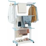 Costway - sechoir  linge pliable 3 niveaux, tendoir linge  roulettes en mtal, sechoir tancarville ...