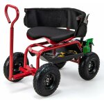 Costway - sige de jardin roulant pour travail avec poigne extensible, chariot jardinage avec sige ...