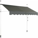 Costway - store banne manuel r�tractable 2, 5 l x 1, 2 l m hauteur et inclinaison r�glable aluminium ...