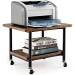 Costway support d'imprimante � 2 niveaux, meuble imprimante avec 4 roues (2 verrouillables) et �tag�re ...