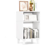 Costway - table d'appoint 3 tagres, bout de canap 4 pieds surlevs, table de chevet blanche pour ...