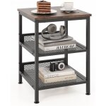 Table d'appoint à 3 niveaux, table de nuit avec 2 Étagères en maille métallique, petite table basse industriel ... Table d'appoint à 3 niveaux, table de nuit avec 2 Étagères en maille métallique, petite table basse industriel ...