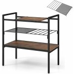 Costway - table d'appoint, meuble etag�re de rangement / bout de canap� 3 niveaux, cadre en m�tal, plateau ...