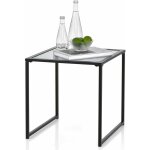Table d'appoint carr�e d'ext�rieur en verre tremp�, table de jardin bistro cadre en m�tal charge 30 kg, ...