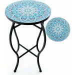 Costway - table d'appoint exterieur jardin en mosaïque, table bistro ronde en carreaux de céramique résistant ... Costway - table d'appoint exterieur jardin en mosaïque, table bistro ronde en carreaux de céramique résistant ...