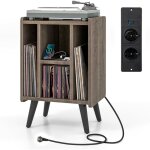 Costway table d?appoint avec station de charge, 2 prises, 1 usb charge rapide, 1 type - c, pieds en m�tal, ...