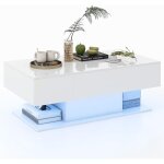 Costway - table basse salon 2 tiroirs, table de salon avec 20 lumi�res led, 22 modes dynamiques, t�l�commande, ...