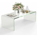 Costway - table basse salon en verre / table d'appoint rectangulaire forme de u avec bords arrondis lisses, ... Costway - table basse salon en verre / table d'appoint rectangulaire forme de u avec bords arrondis lisses, ...