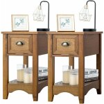 Table de chevet avec tiroir, table d'appoint pieds en bois d'h�v�a, bout de canap� r�tro pour chambre, ...