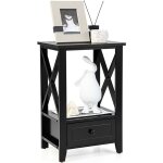 Table de chevet avec tiroir infrieur et tagre, table de nuit 40 x 30 x 61, 5 cm, pour salon, chambre, ...