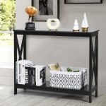 Costway table console d'appoint industrielle  2 niveaux, meuble pour entre, couloir, salon, 100 x 30 ...