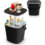 Costway - table glaci�re 3 en 1 pour jardin 15l avec couvercle relevable, seau � glace d'ext�rieur en ...