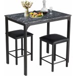 Costway table haute cuisine avec 2 tabourets, table bar cuisine cadre en mtal, mange - debout industriel, ...