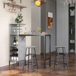 Costway - table haute cuisine avec tabouret, mange debout industriel avec porte - verre porte - bouteilles, ...