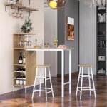 Costway - table haute cuisine avec tabouret, mange debout industriel avec porte - verre porte - bouteilles, ...