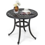 Table de jardin ronde 60 cm en fonte d'aluminium, table d'appoint d'extrieur avec repose - pieds rglables, ...