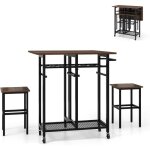 Table pliante interieur, table extensible avec 2 tabourets, desserte lot central cuisine 39 - 74 cm ...